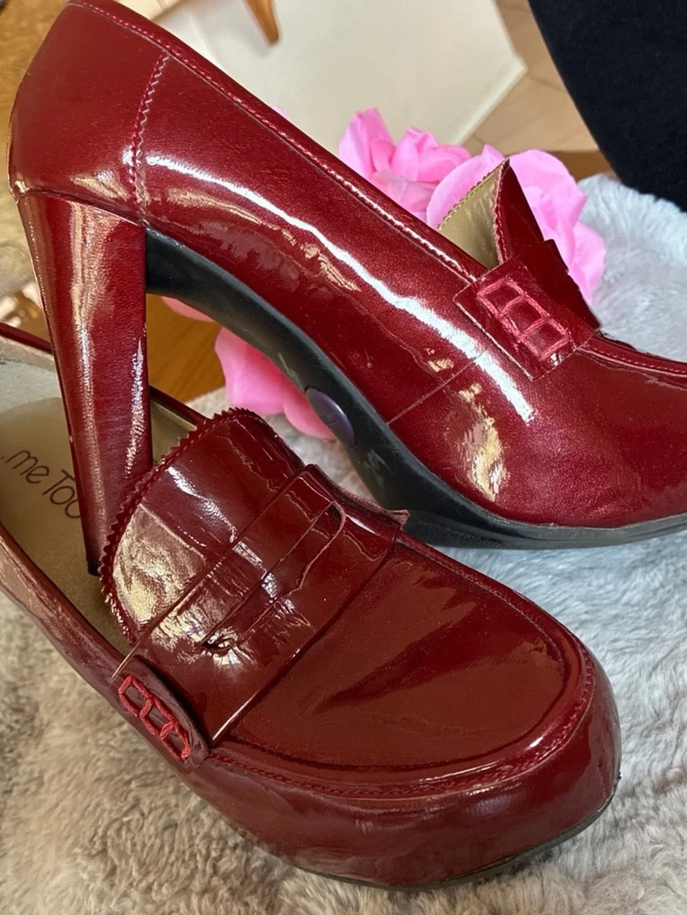 me too Burgundy Patent Platform Heels